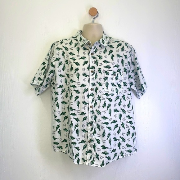 Spencer’s - Cactus Button Up with F**ing Prick Written Throughout Size Large - Picture 1 of 10
